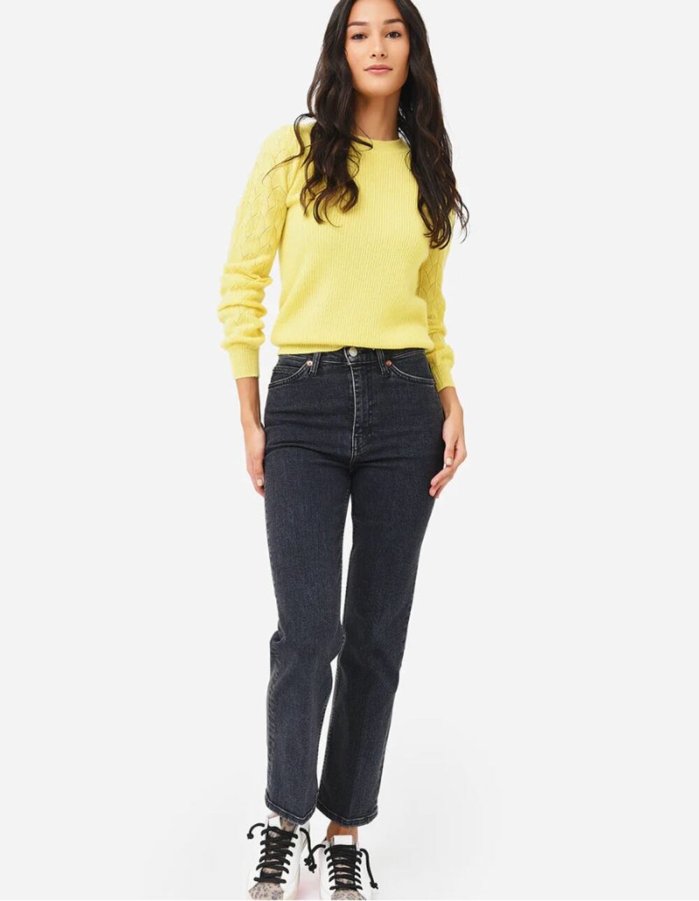 Re/Done Faded Black Women's '70s High Rise Stove Pipe Jean 24 Stoned Noir
